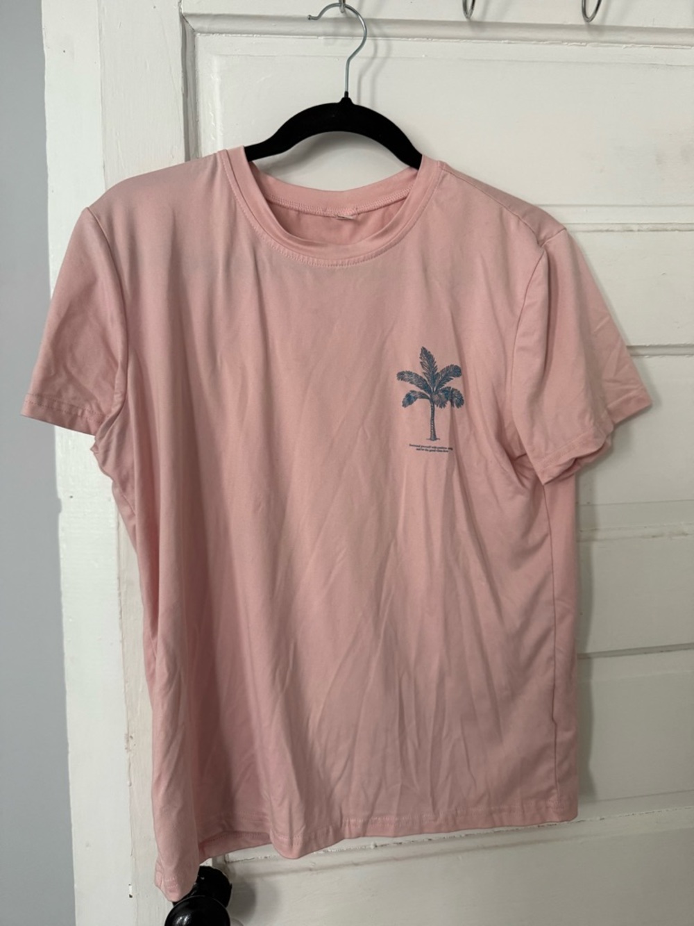 Women's Pink Palm-Print Short Sleeve Tee